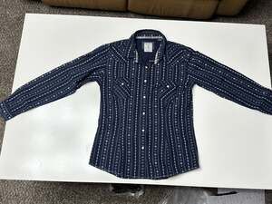 Panhandle Men's Blue Southwestern Stripe Pearl Snap Western Shirt